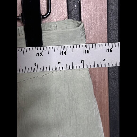House of Harlow Pants Medium Womens Green Mint Paperbag Satin Straight High Rise - Picture 3 of 9